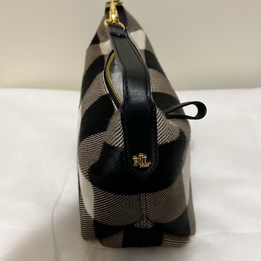 Lauren Ralph Lauren Print Calf Hair Medium Kassie Shoulder Bag - Picture 8 of 12